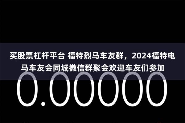 买股票杠杆平台 福特烈马车友群，2024福特电马车友会同城微信群聚会欢迎车友们参加