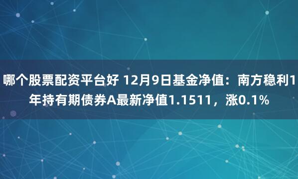 哪个股票配资平台好 12月9日基金净值：南方稳利1年持有期债券A最新净值1.1511，涨0.1%