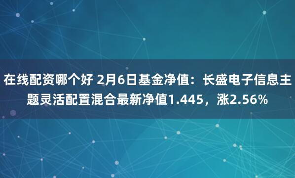 在线配资哪个好 2月6日基金净值：长盛电子信息主题灵活配置混合最新净值1.445，涨2.56%